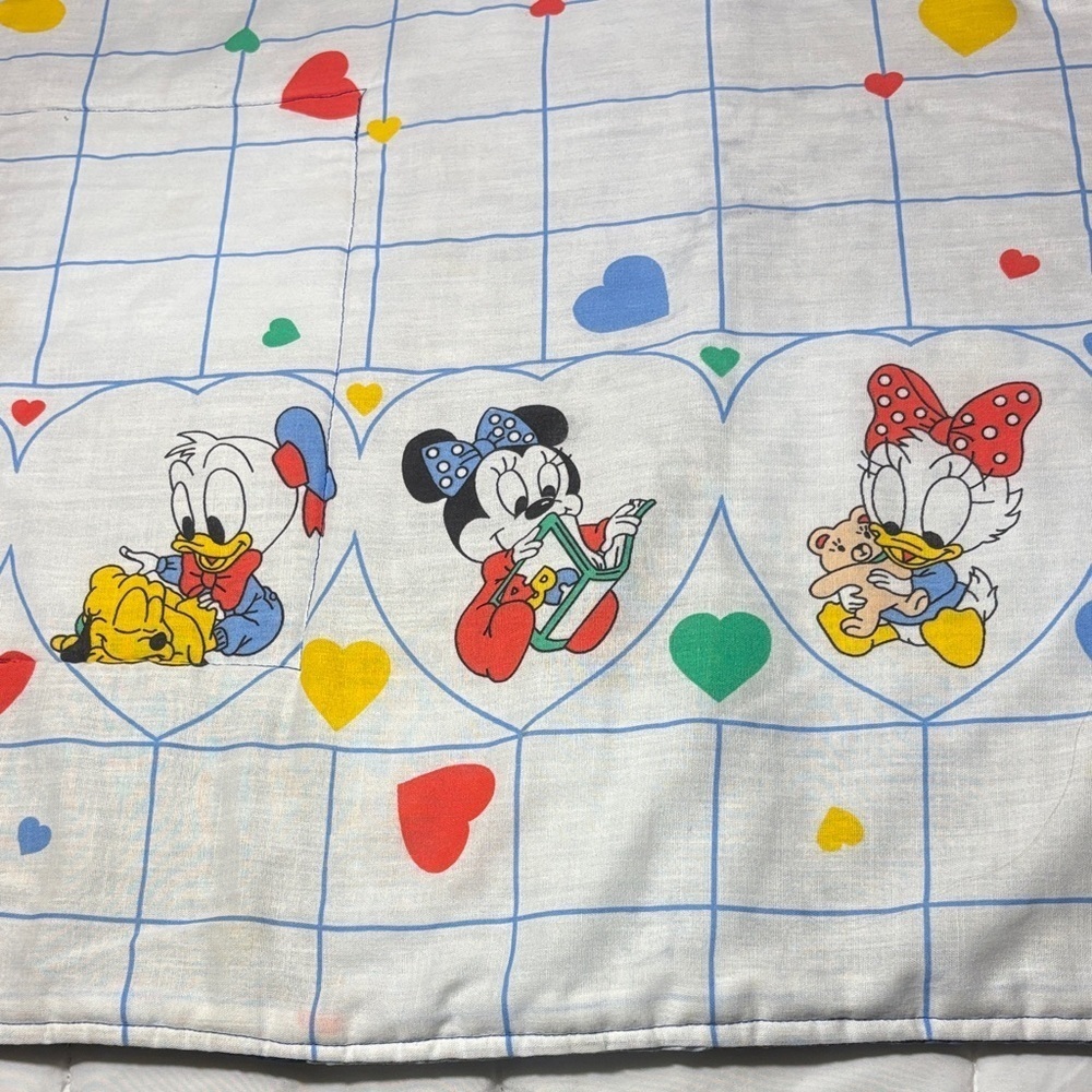 Vintage (1980’s) Disney Quilt with Baby Mickey and Friends - Blue and Multicolor - Picture 6 of 10